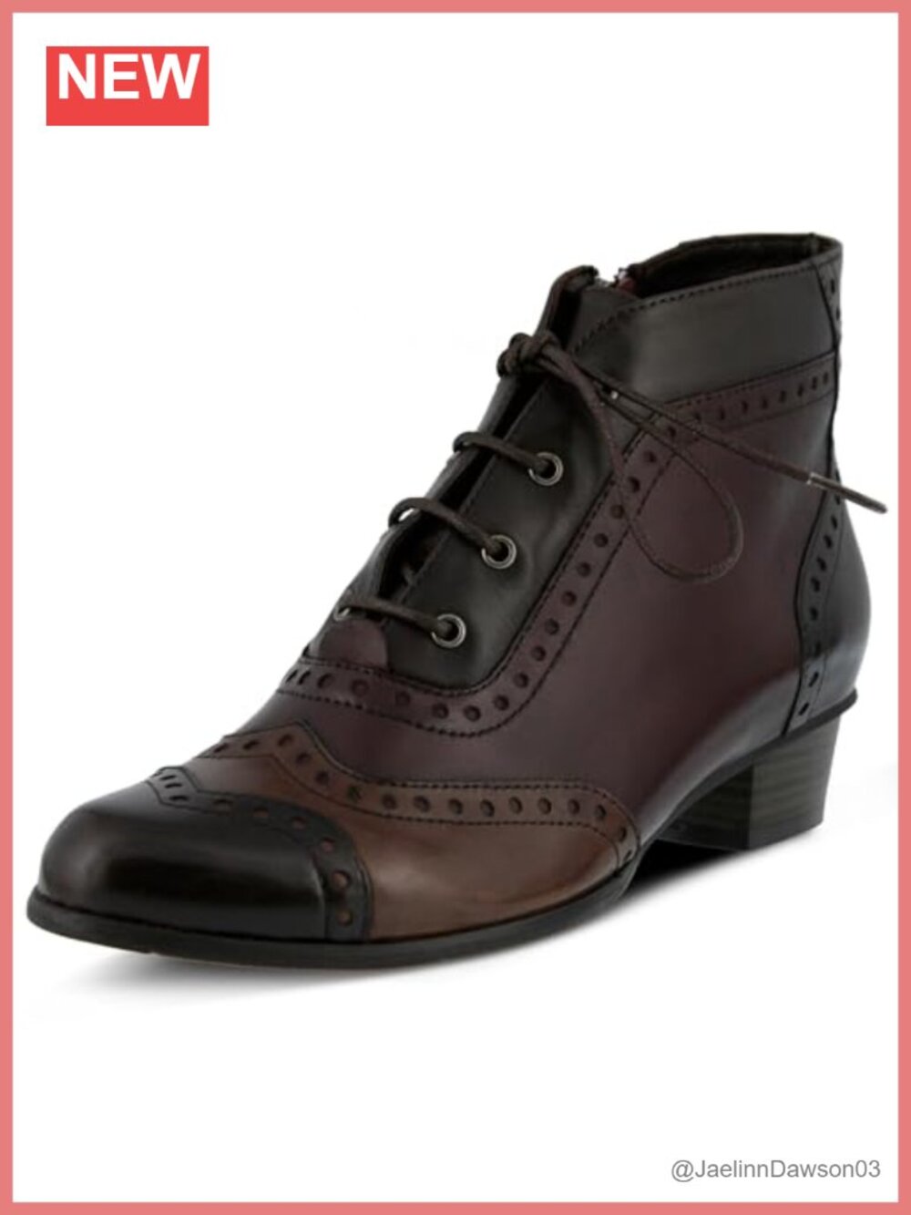 Women's Leather Ankle Boots Lace Up Low Heel Round Toe Classic Brogue